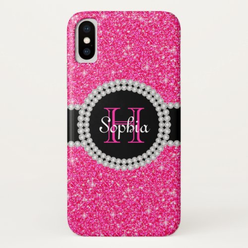 Pink Glitter Monogrammed 4G iPod Touch Case
