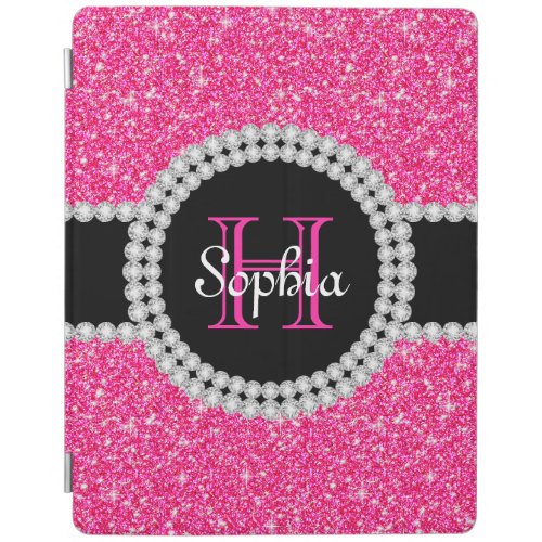 Pink Glitter Monogrammed iPad 95 Smart Cover