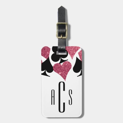 Pink Glitter Monogrammed Las Vegas Luggage Tag