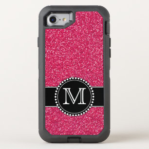 Pink Glitter Monogrammed Otterbox Defender iPhone SE/8/7 Case
