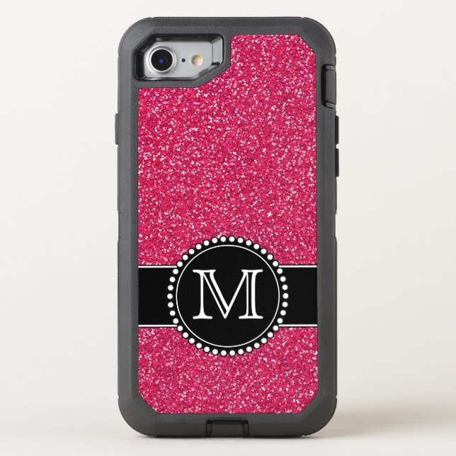 Pink Glitter Monogrammed Otterbox iPhone Case (Back)