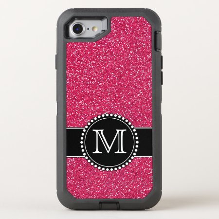 Pink Glitter Monogrammed Otterbox Otterbox Defender Iphone Se/8/7 Case