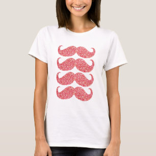 Pink Glitter Mustache #2 T-Shirt