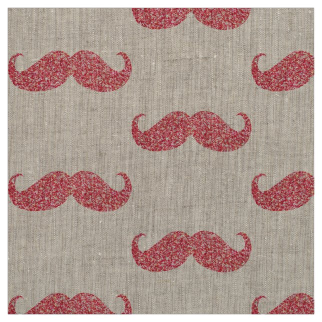 Pink Glitter Mustache Fabric (Swatch)