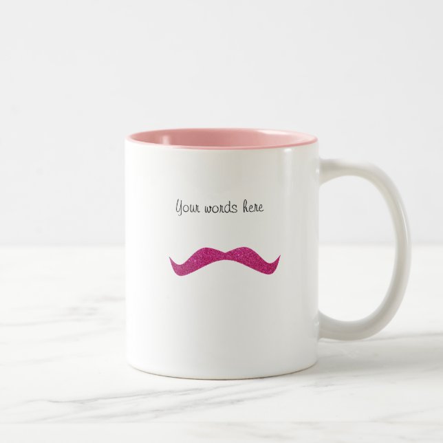 Pink glitter mustache mug (Right)