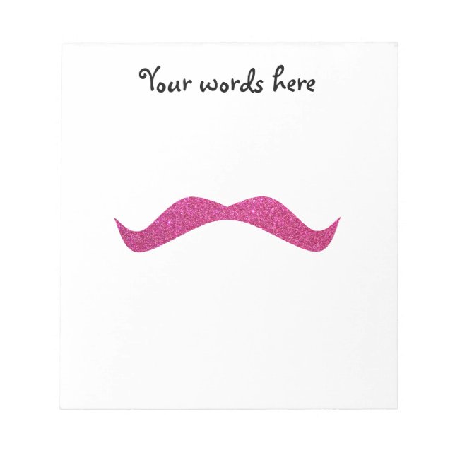 Pink glitter mustache notepad (Front)