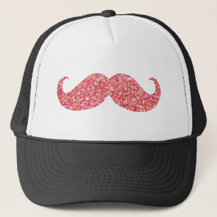 Pink Glitter Mustache Trucker Hat