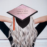 Pink glitter name school graduation cap topper<br><div class="desc">A girly pink background with faux glitter,  confetti.  Personalize and add school name,  year and your name.</div>