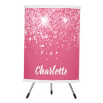 Pink glitter name script girl tripod lamp