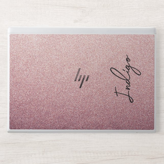 Pink glitter naming  HP laptop skin (Front)