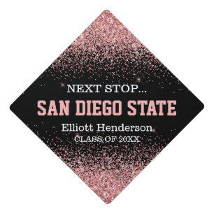 Pink Glitter Next Stop Graduation Cap Topper