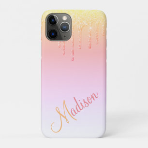 Pink Glitter Ombré Glam Sparkles Name iPhone 11 Pro Case