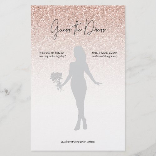 Pink Glitter Ombre Guess Dress Bridal Shower Game