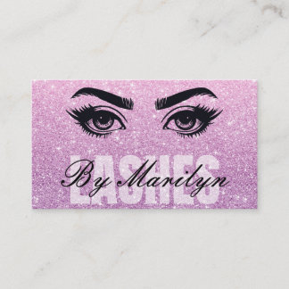 Pink Glitter Ombre Lash Tech QR Code Scannable Business Card