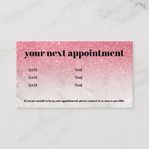 Pink Glitter Ombre marble Chic Bold Beauty Business Card