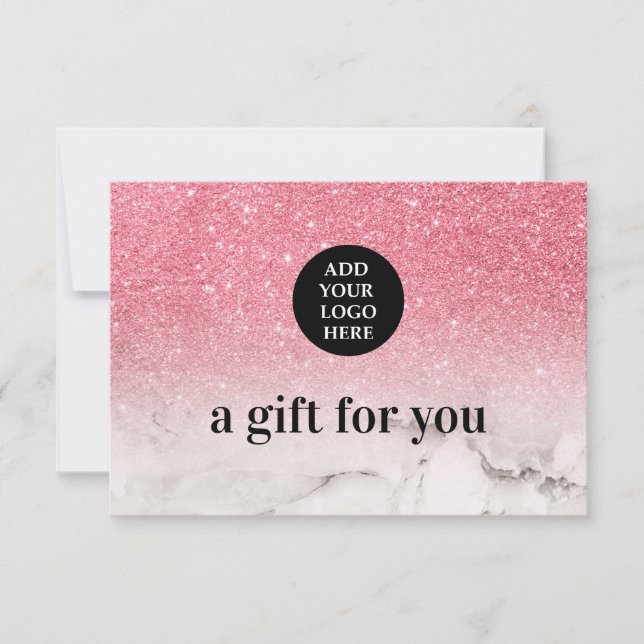 Pink Glitter Ombre Marble upload your logo (Front)