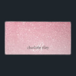 Pink Glitter Ombre Monogrammed Girly Desk Mat<br><div class="desc">Elegant and impressive monogram desk mat featuring a feminine pink sparkling glitter ombre background Customize it with two lines of custom text in elegant modern simple style typography . A chic design for any beauty salons, hairdressers, fashion boutiques, wedding planners, jewelry designers, interior designers, female lawyer and attorney, and for...</div>