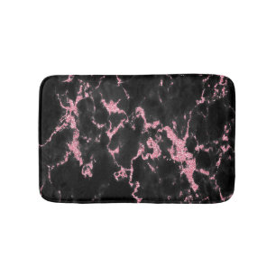 Pink Glitter On Black Background Bathroom Mat