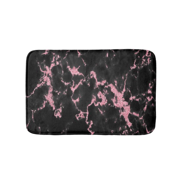 Pink Glitter On Black Background Bathroom Mat (Front)