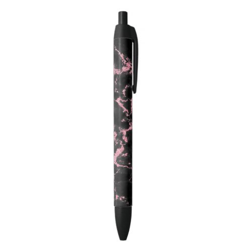 Pink Glitter Over Black Background Black Ink Pen