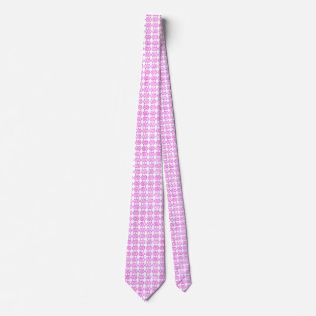 Pink Glitter Overlap Diamond Pattern Neck Tie (Front)