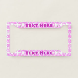 Pink Glitter Overlap Diamond Pattern Personalized License Plate Frame