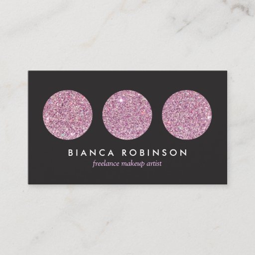 Customizable Pink Glitter Palette for Freelance Makeup Artist Business Card Template
