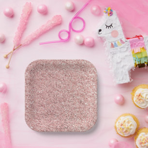 Pink Glitter Paper Plates