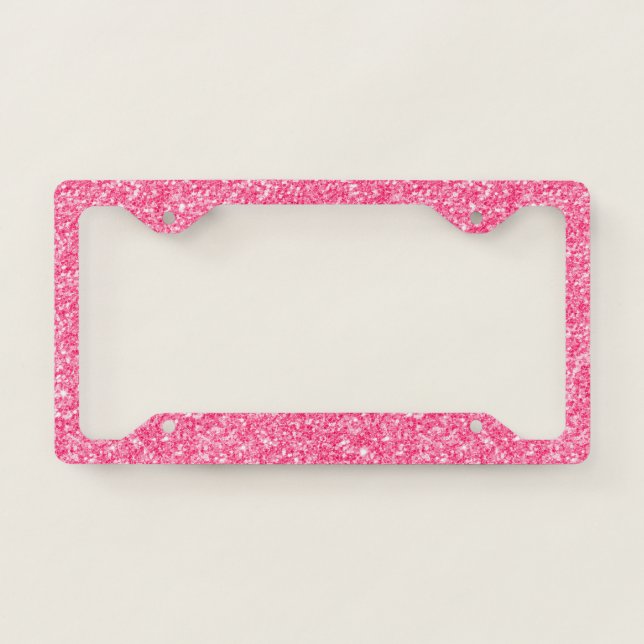 Pink glitter pattern license plate frame (Front)