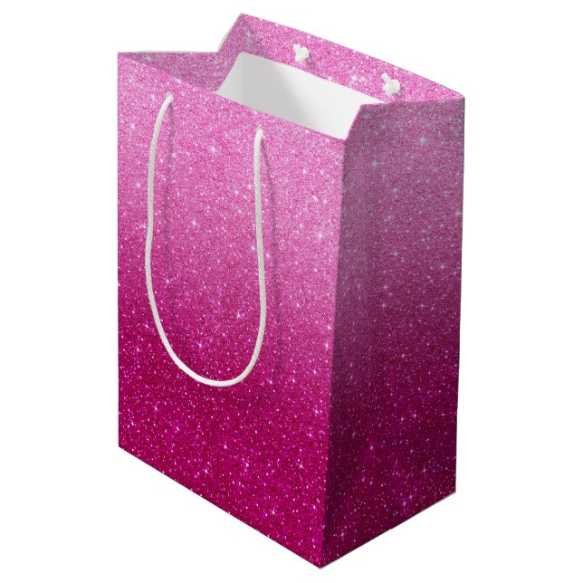 Pink Glitter Pattern Medium Gift Bag (Back Angled)