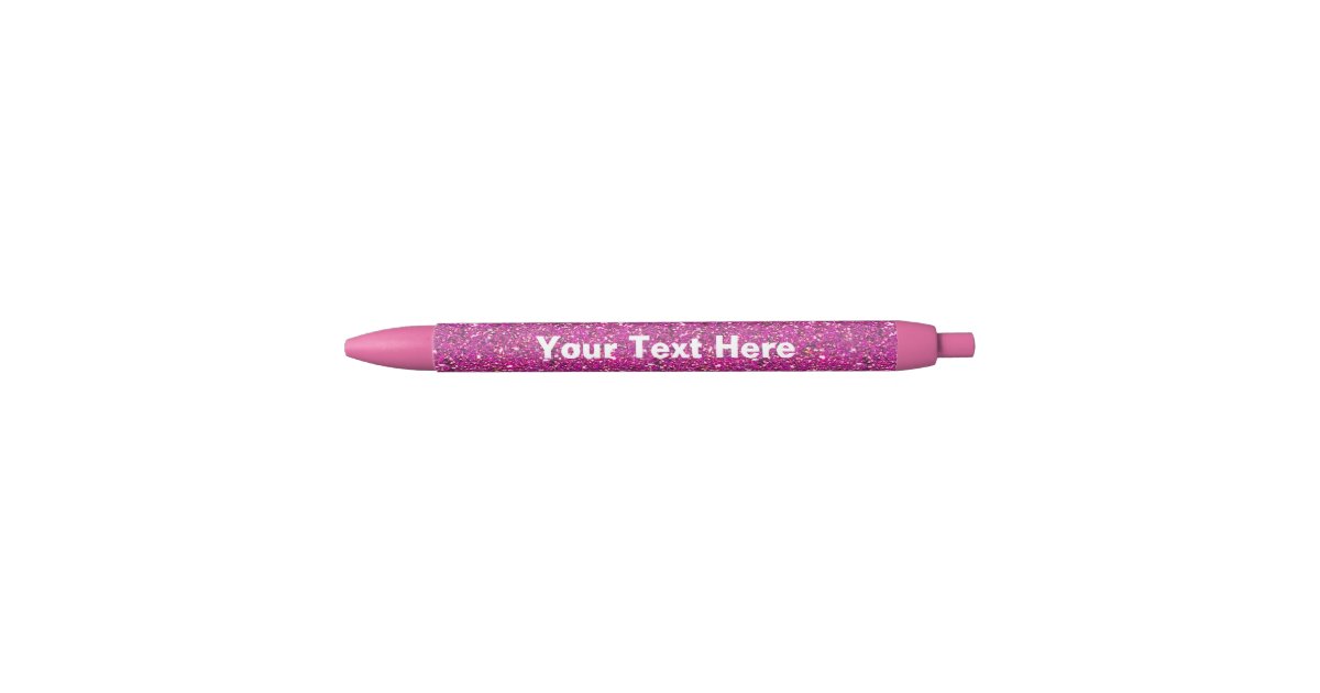 Pink glitter pen with personalized custom text Zazzle