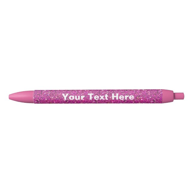 Pink glitter pen with personalized custom text (Front)