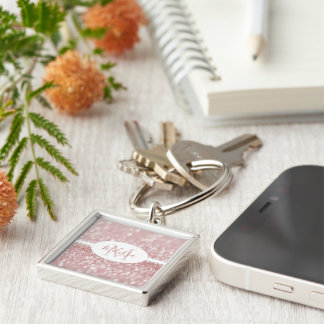 Pink Glitter Personalize Keychain