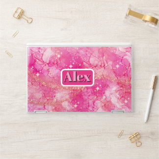 Pink glitter,  personalize name  HP laptop skin