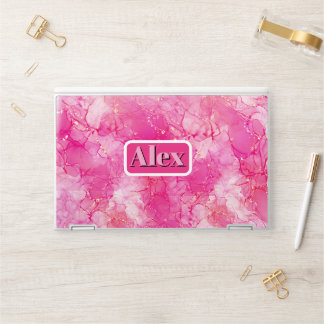 Pink glitter,  personalize name  HP laptop skin