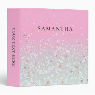 Pink Glitter Personalized  3 Ring Binder