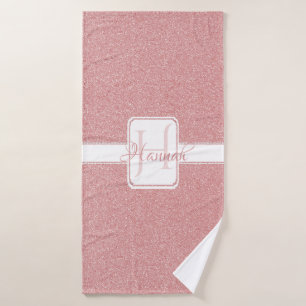 Pink Glitter Personalized Bath Towels