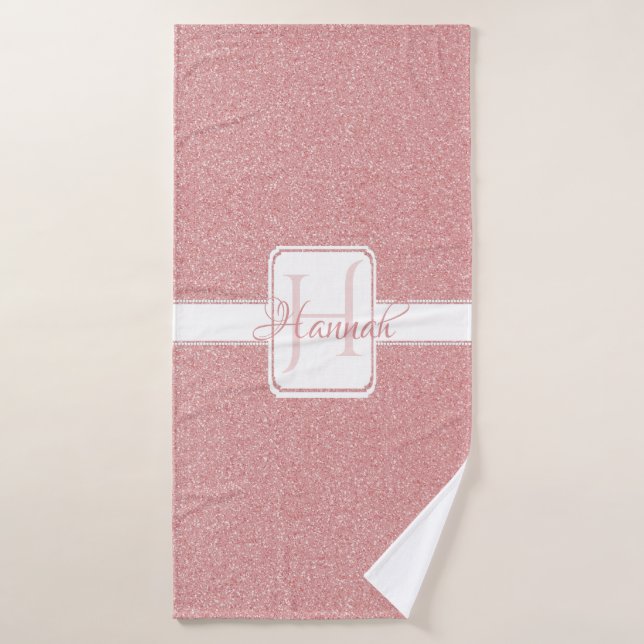 Pink Glitter Personalized Bath Towels (Bath Towel)