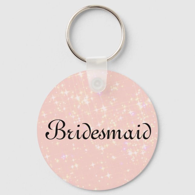Pink Glitter Personalized Bridesmaid Keychain (Front)