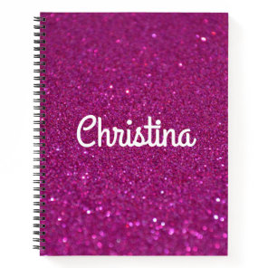 Pink Glitter Personalized Custom Name Cute Girls Notebook