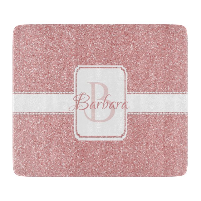 Pink Glitter Personalized Cutting Board (Front)