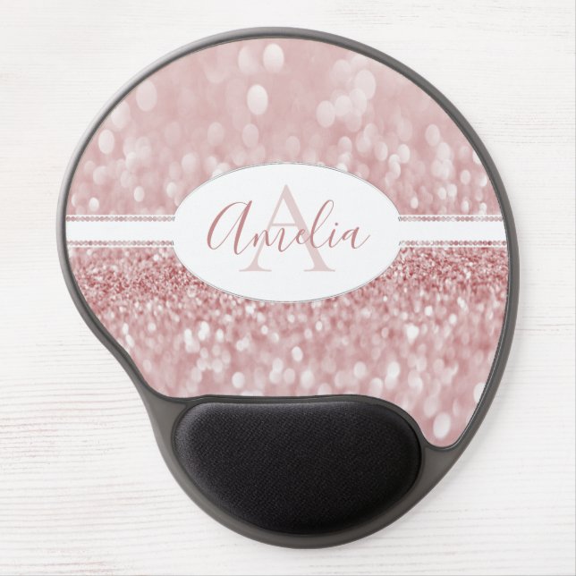 Pink Glitter Personalized Gel Mousepad (Front)