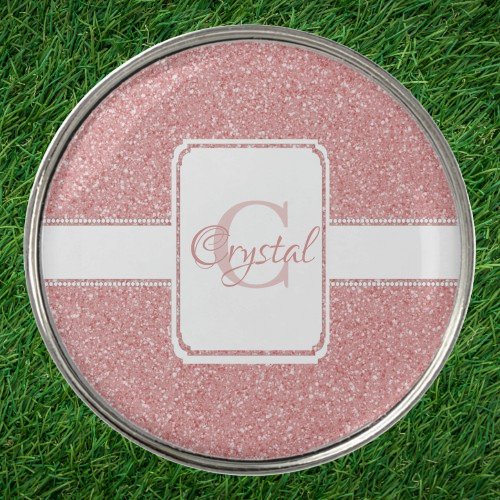 Pink Glitter Personalized Golf Ball Marker