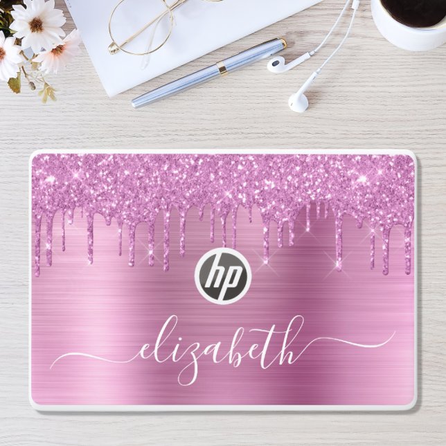 Pink Glitter Personalized HP Laptop Skin