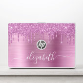 Pink Glitter Personalized HP Laptop Skin (Front)