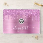 Pink Glitter Personalized HP Laptop Skin (Desk)
