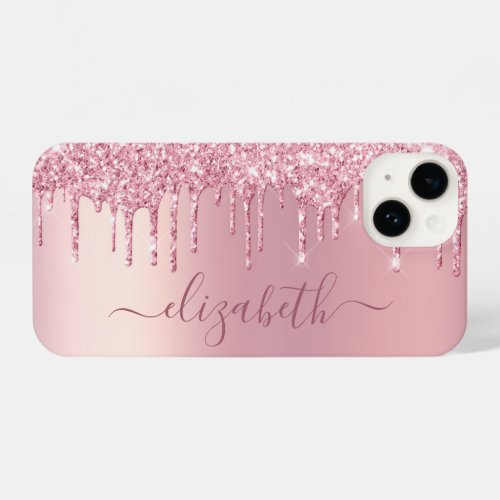 Pink Glitter Personalized iPhone 14 Case