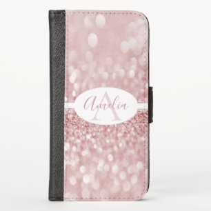 Pink Glitter Personalized iPhone Wallet Case