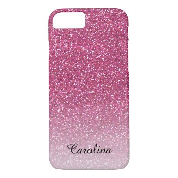 Pink Glitter  Personalized Mobile Iphone 8/7 Case by CoolestPhoneCases at Zazzle