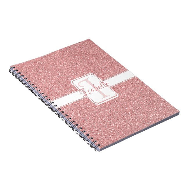 Pink Glitter Personalized Notebook (Right Side)